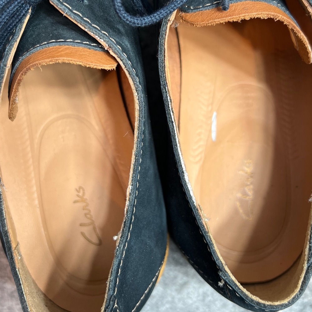 Clarks Mens Tilden Cap Navy Nubuck Leather Derby Shoes Cap Toe Oxfords Size 11 - Picture 8 of 9